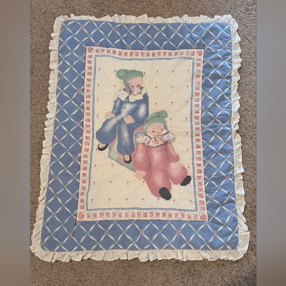 Vintage Clown Print Baby Blanket